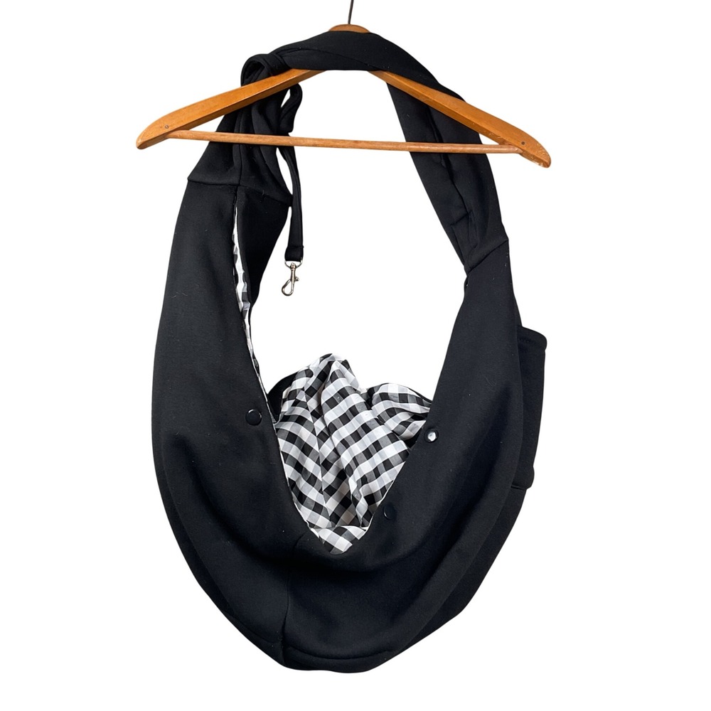 Tomkas Dog Carrier Sling Unisex OS Black Gingham Reversible Small Pet Pouch